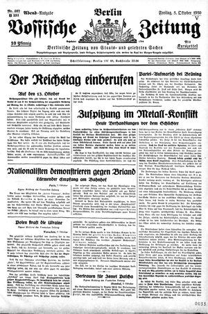 Vossische Zeitung vom 03.10.1930