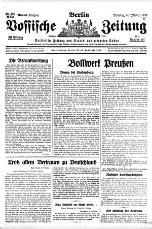 Vossische Zeitung vom 14.10.1930