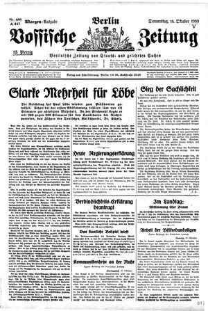 Vossische Zeitung vom 16.10.1930