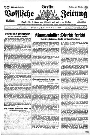 Vossische Zeitung vom 17.10.1930
