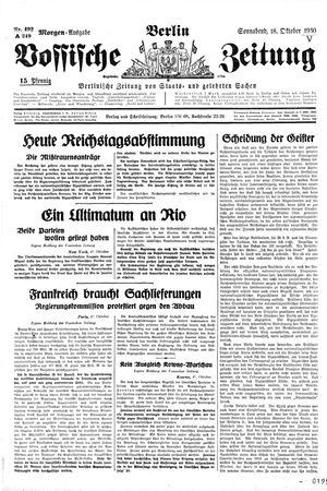 Vossische Zeitung vom 18.10.1930