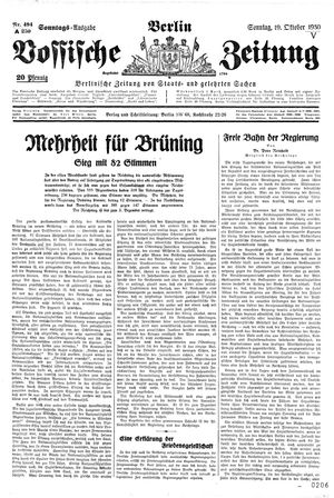 Vossische Zeitung vom 19.10.1930