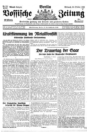 Vossische Zeitung vom 29.10.1930