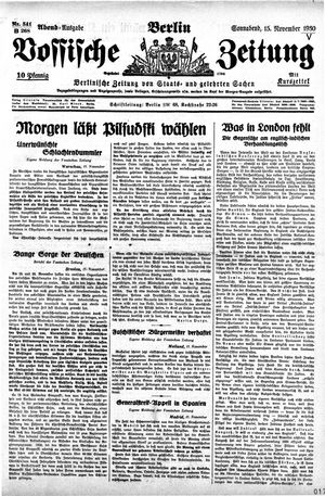 Vossische Zeitung vom 15.11.1930