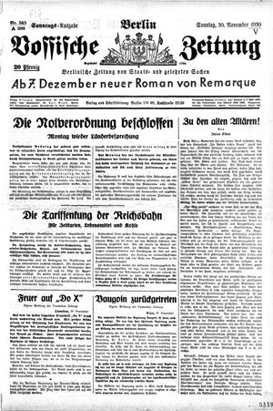 Vossische Zeitung vom 30.11.1930