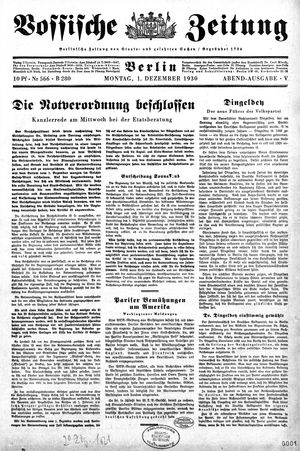 Vossische Zeitung vom 01.12.1930
