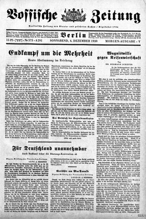 Vossische Zeitung vom 06.12.1930