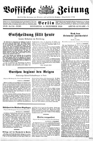 Vossische Zeitung vom 06.12.1930