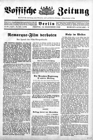 Vossische Zeitung vom 12.12.1930