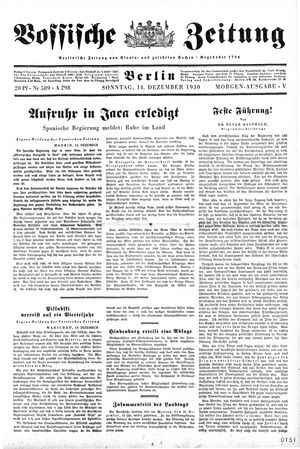 Vossische Zeitung vom 14.12.1930