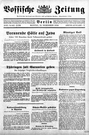 Vossische Zeitung vom 22.12.1930