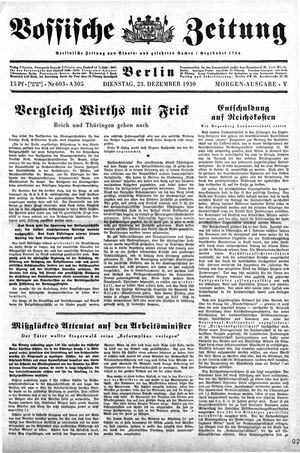 Vossische Zeitung on Dec 23, 1930