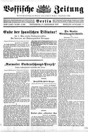 Vossische Zeitung vom 27.12.1930