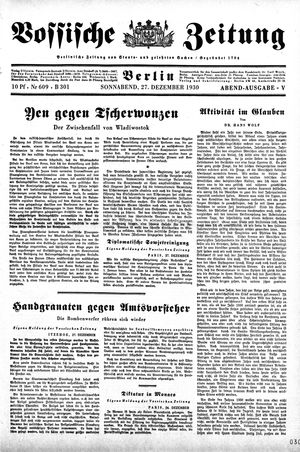 Vossische Zeitung vom 27.12.1930