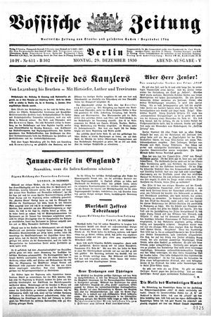Vossische Zeitung vom 29.12.1930