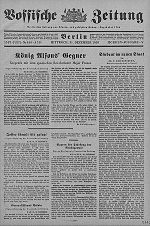 Vossische Zeitung vom 31.12.1930
