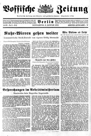 Vossische Zeitung vom 03.01.1931