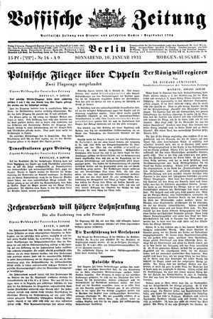 Vossische Zeitung vom 10.01.1931