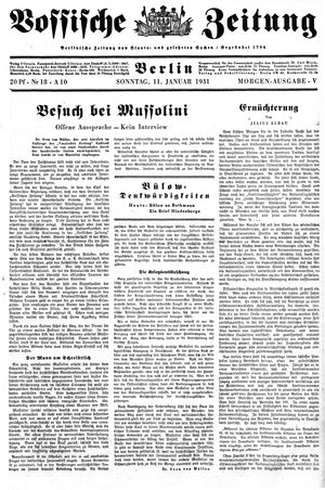 Vossische Zeitung vom 11.01.1931