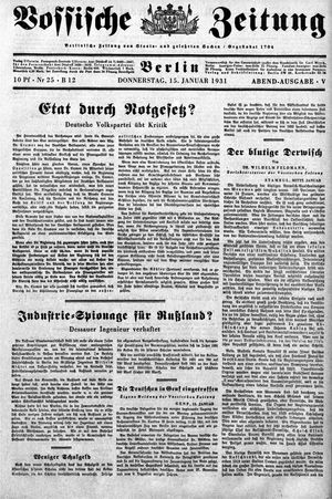 Vossische Zeitung on Jan 15, 1931