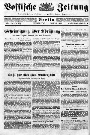 Vossische Zeitung vom 22.01.1931