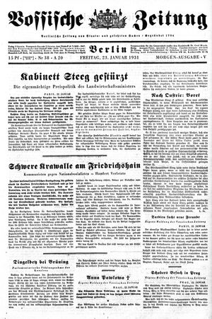 Vossische Zeitung on Jan 23, 1931