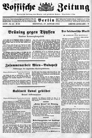 Vossische Zeitung vom 27.01.1931