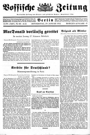 Vossische Zeitung vom 29.01.1931