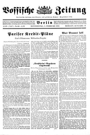 Vossische Zeitung on Feb 5, 1931