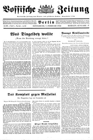 Vossische Zeitung vom 07.02.1931