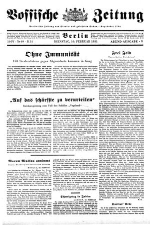 Vossische Zeitung on Feb 10, 1931