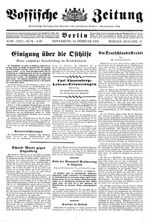 Vossische Zeitung vom 14.02.1931