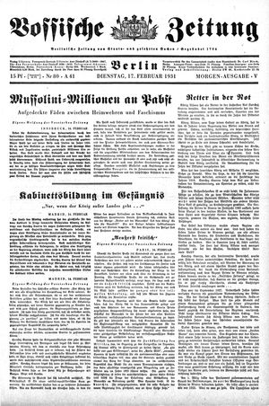 Vossische Zeitung on Feb 17, 1931
