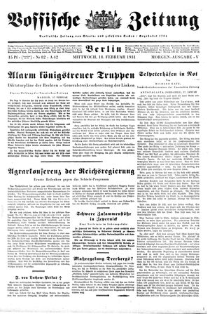 Vossische Zeitung on Feb 18, 1931