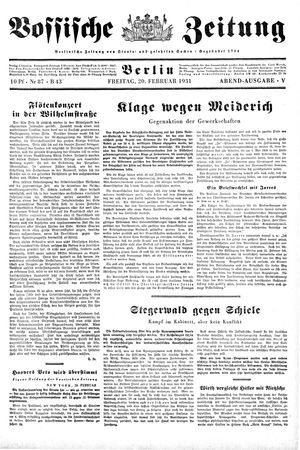 Vossische Zeitung vom 20.02.1931