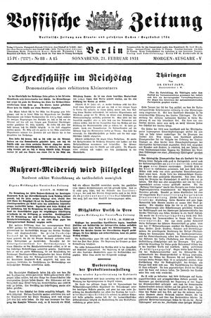 Vossische Zeitung vom 21.02.1931