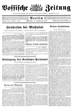 Vossische Zeitung vom 27.02.1931