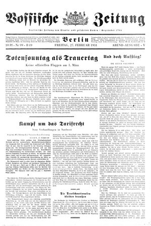 Vossische Zeitung on Feb 27, 1931