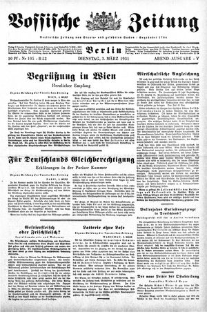 Vossische Zeitung vom 03.03.1931