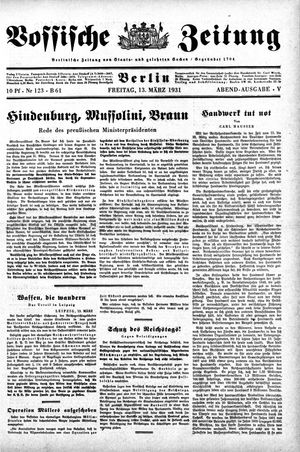 Vossische Zeitung on Mar 13, 1931
