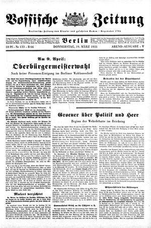 Vossische Zeitung on Mar 19, 1931