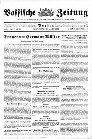 Vossische Zeitung vom 21.03.1931