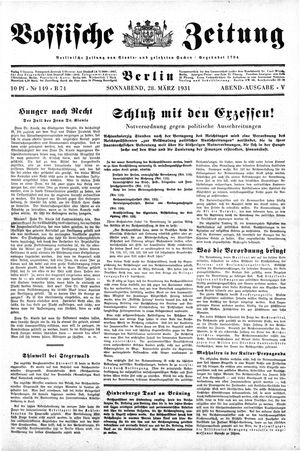 Vossische Zeitung on Mar 28, 1931