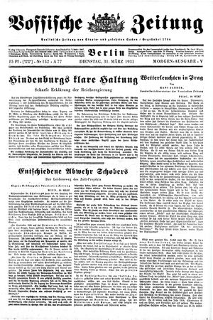Vossische Zeitung vom 31.03.1931