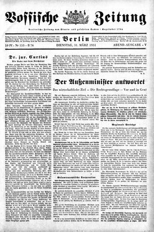 Vossische Zeitung vom 31.03.1931