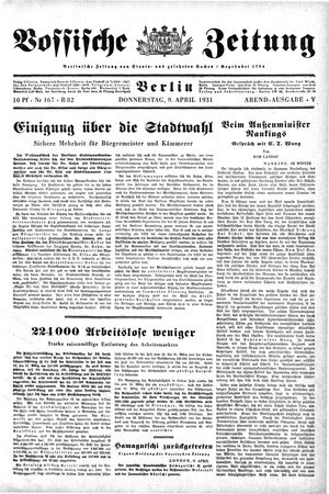 Vossische Zeitung on Apr 9, 1931