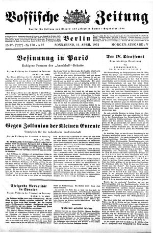 Vossische Zeitung vom 11.04.1931