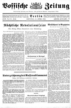Vossische Zeitung vom 14.04.1931