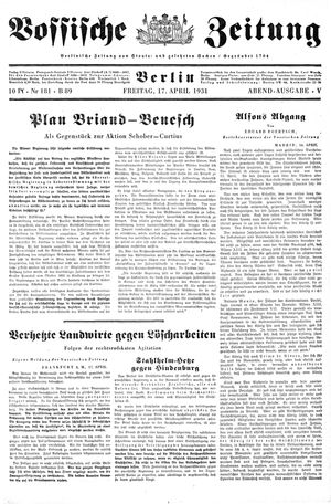 Vossische Zeitung on Apr 17, 1931