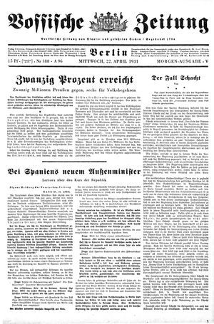 Vossische Zeitung vom 22.04.1931